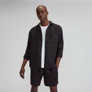 Chemises Everlane The Relaxed Linen Long Sleeve Camp Noir Homme | GMJ-45646033