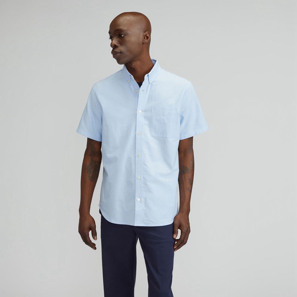 Chemises Everlane The Organic Corta Sleeve Oxford Bleu Clair Homme | FAA-15237935