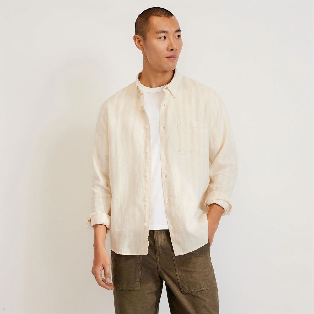 Chemises Everlane The Linen Standard Fit Beige Homme | CRJ-53958586