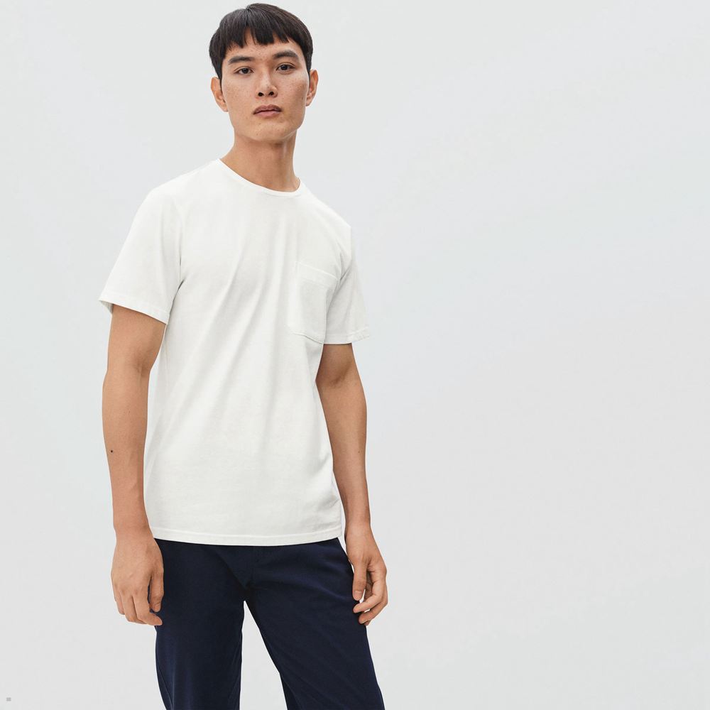 T Shirts Everlane The Organic Coton Pocket Blanche Homme | LEQ-13797110