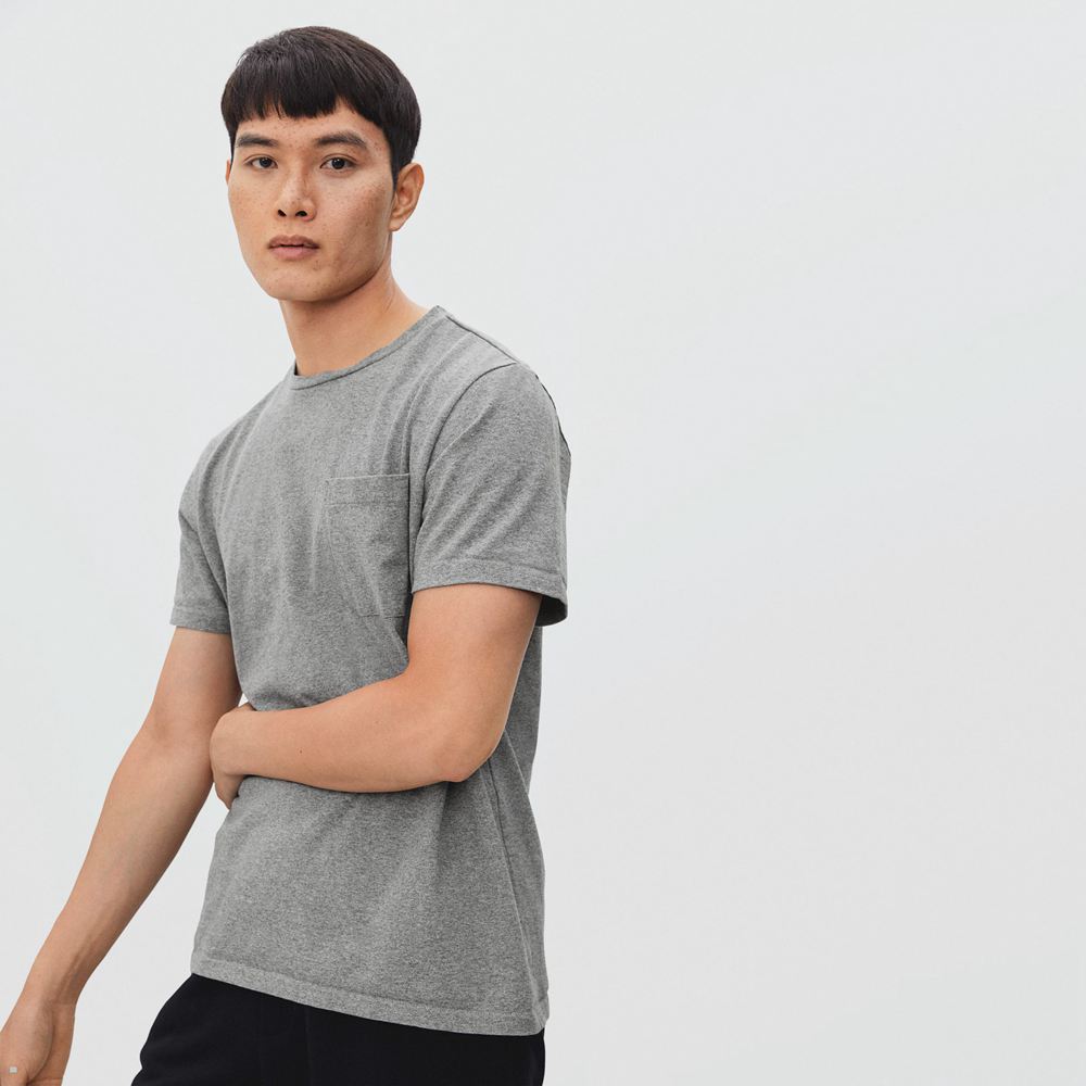 T Shirts Everlane The Organic Coton Pocket Grise Homme | EFF-45832725