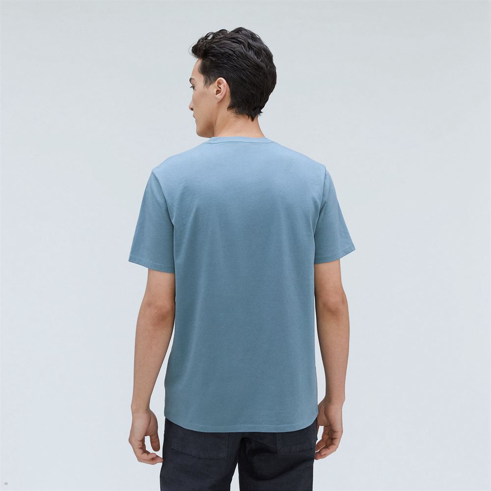 T Shirts Everlane The Organic Coton Crew Bleu Homme | CBL-03574588