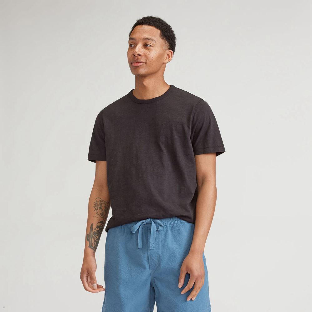 T Shirts Everlane The Good Earth Coton Slub Crew Noir Homme | PZB-82004783