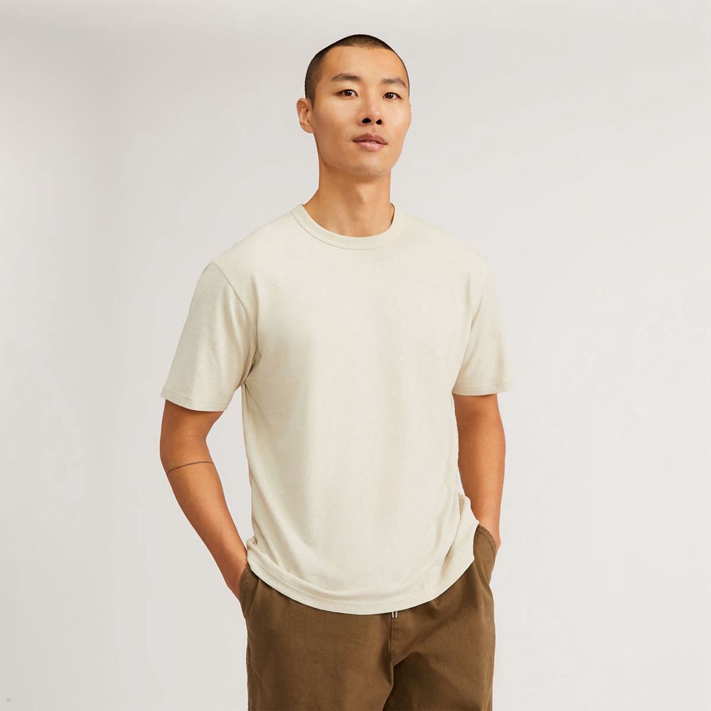 T Shirts Everlane The Everyone Relaxed Hemp Beige Homme | QAE-98033174