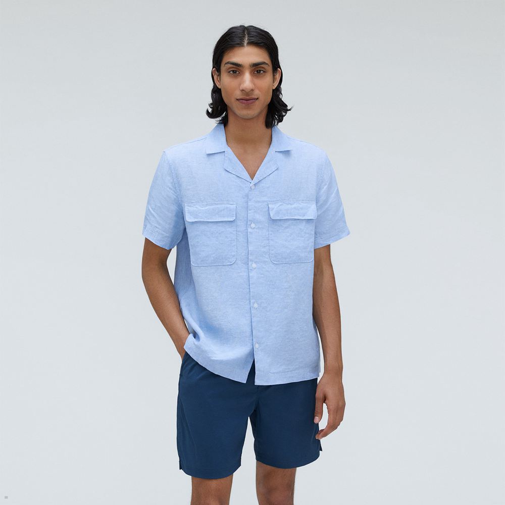 Chemises Everlane The Linen Camp Bleu Clair Homme | YVY-35506275