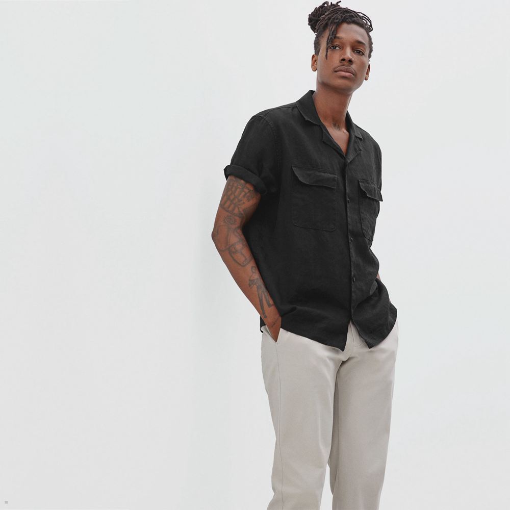 Chemises Everlane The Linen Camp Noir Homme | PBL-79774975