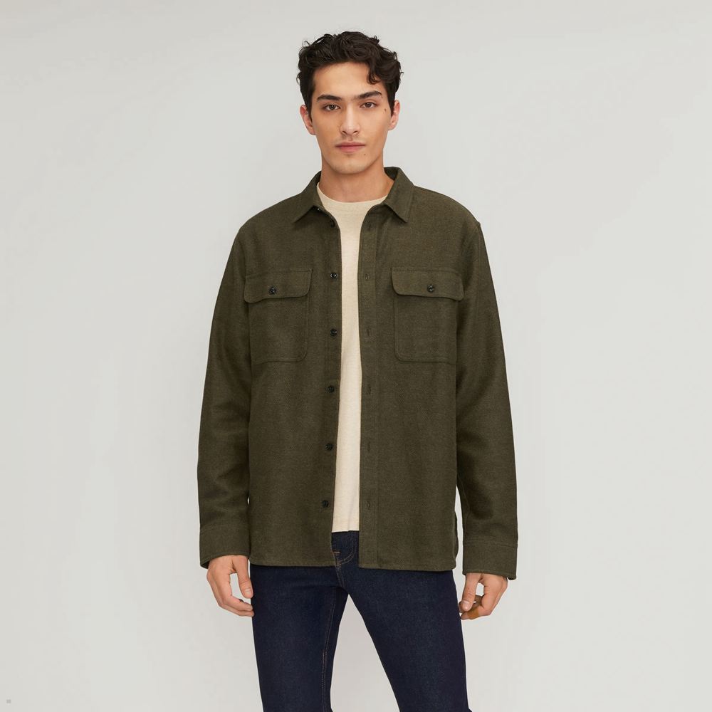 Chemises Everlane The Heavyweight Over Vert Olive Homme | PMI-93713675