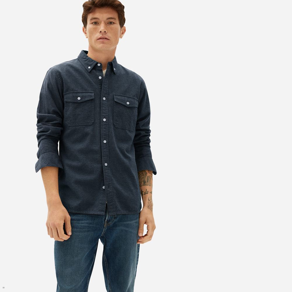 Chemises Everlane The Brushed Flannel Bleu Marine Homme | NPO-45456924