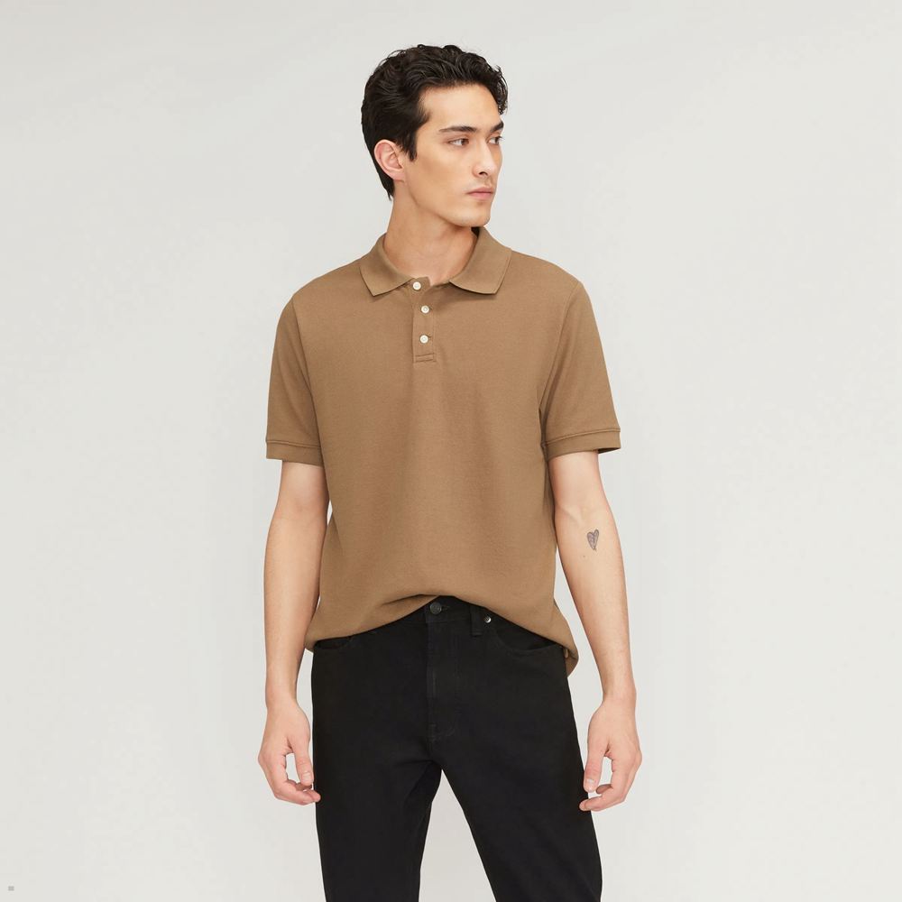 Polos Everlane The Good Earth Coton Marron Homme | CUJ-43283481