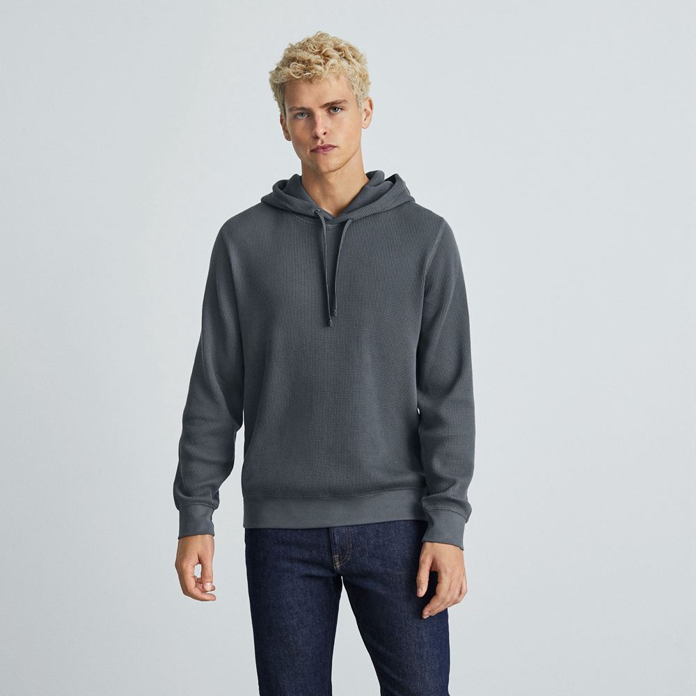 Sweat à Capuche Everlane The Waffle-Knit Grise Homme | ZAT-05299532