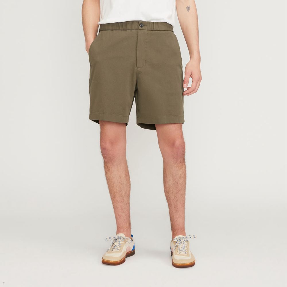 Shorts Everlane The Pull-On Performance Chino Vert Olive Homme | EHO-30406931