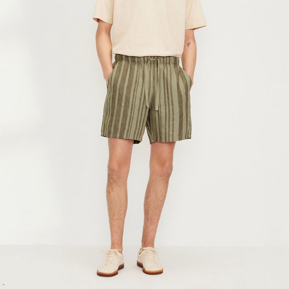 Shorts Everlane The Linen Easy Vert Olive Homme | XNA-68054592