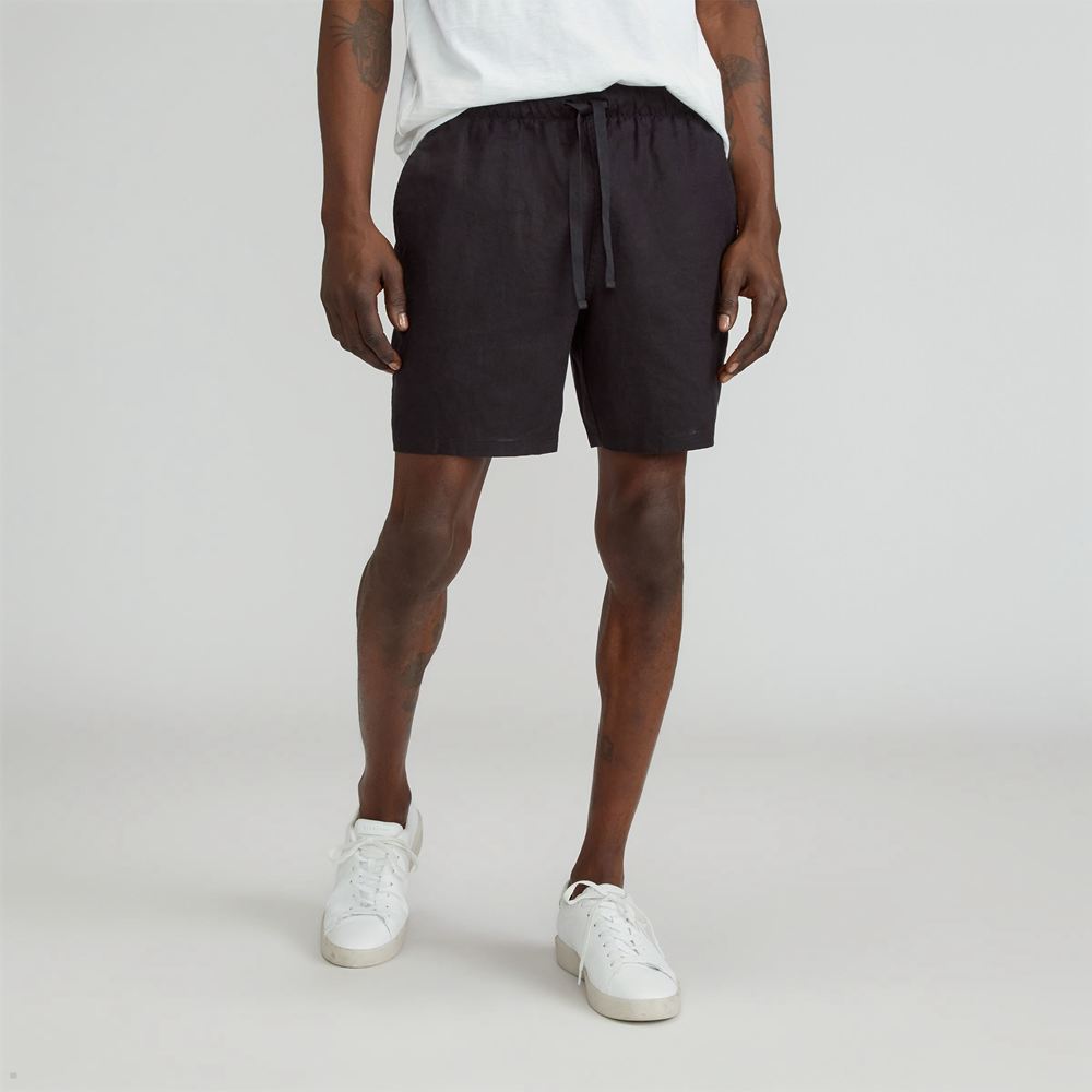 Shorts Everlane The Linen Easy Noir Homme | QFZ-12142797