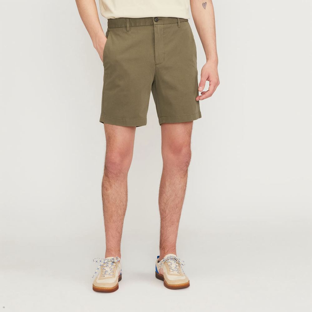 Shorts Everlane The 7 Slim Fit Performance Chino Vert Olive Homme | AGW-31823003