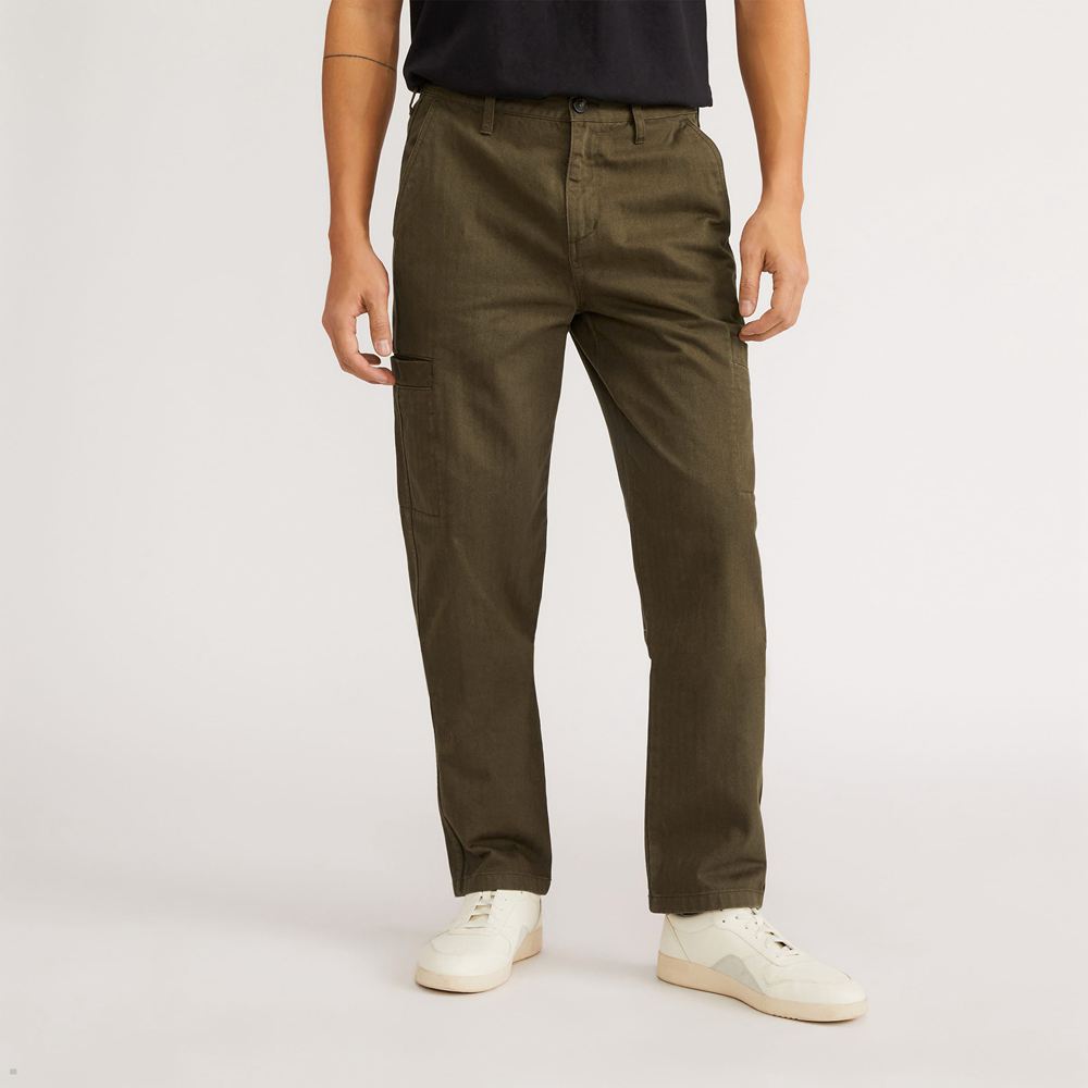 Pantalon Everlane The Organic Coton Herringbone Refined Cargo Vert Olive Homme | JAU-58084432