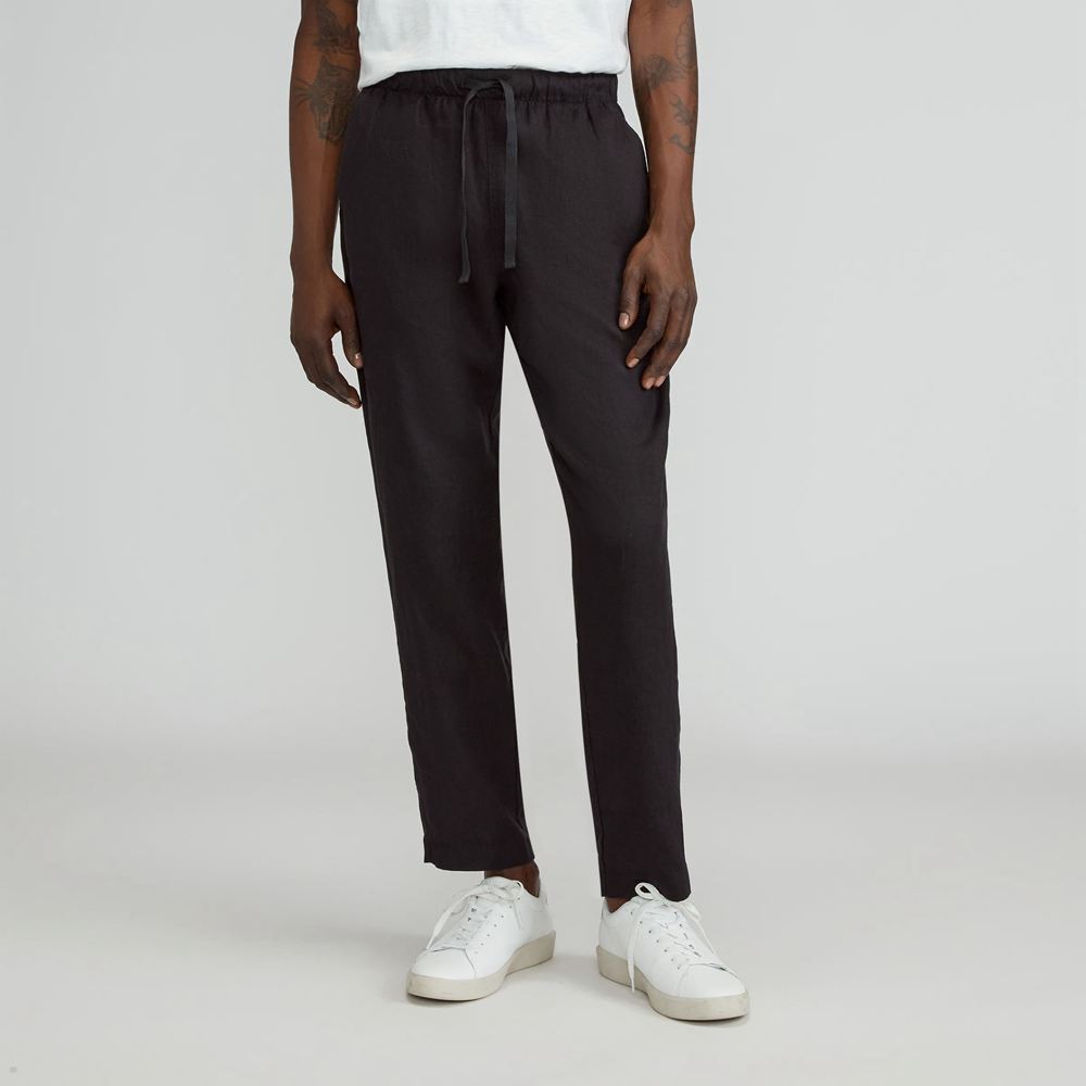 Pantalon Everlane The Linen Easy Noir Homme | FIF-04135471