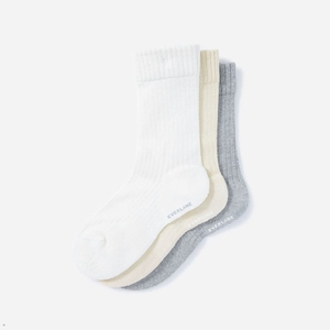 Chaussettes Everlane The Organic Coton Nervuré Crew 3-Pack Blanche Beige Homme | AHY-21338300