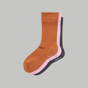 Chaussettes Everlane The Organic Coton Nervuré Crew 3-Pack Marron Rose Homme | BJQ-21016783