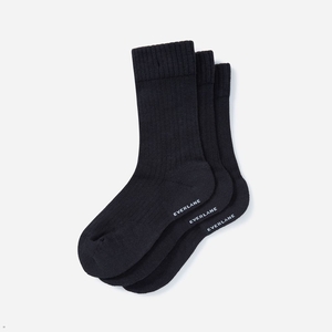 Chaussettes Everlane The Organic Coton Nervuré Crew 3-Pack Noir Homme | EWJ-57372182