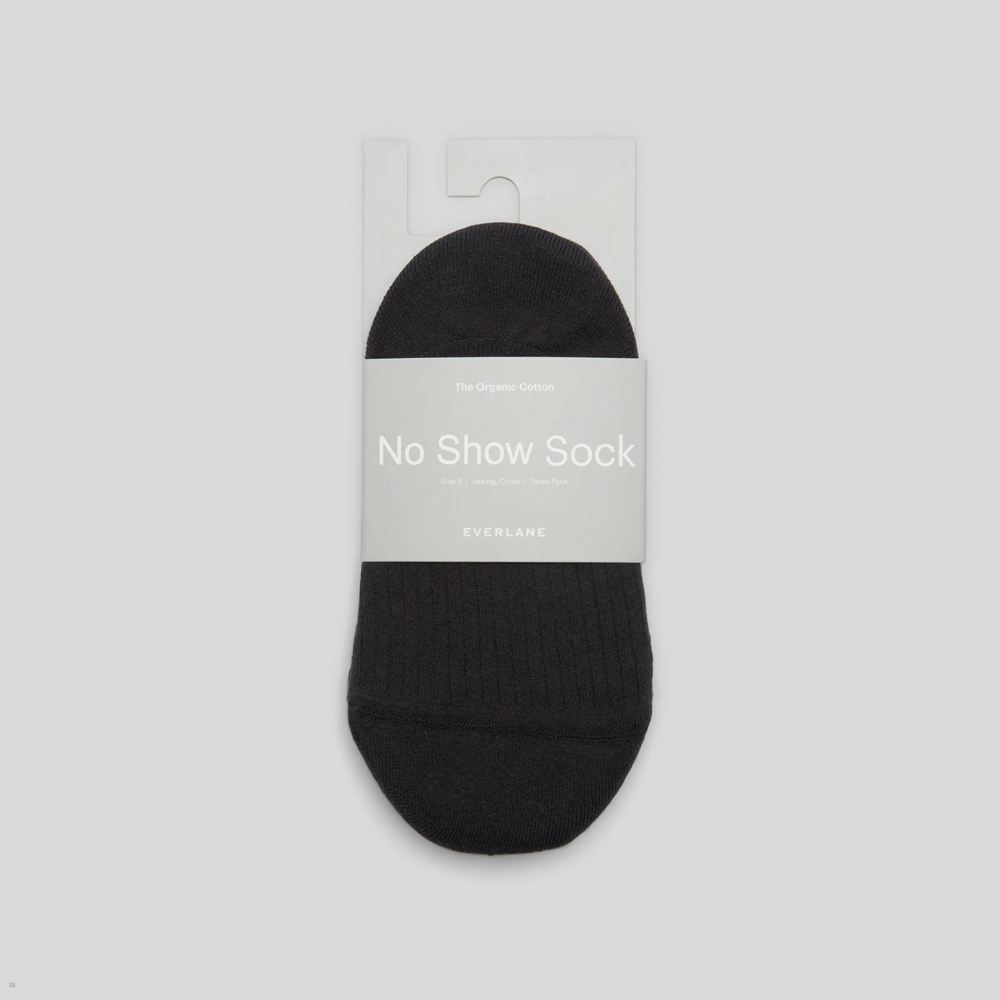 Chaussettes Everlane The Organic Coton No-Show 3-Pack Noir Homme | QYG-00239250