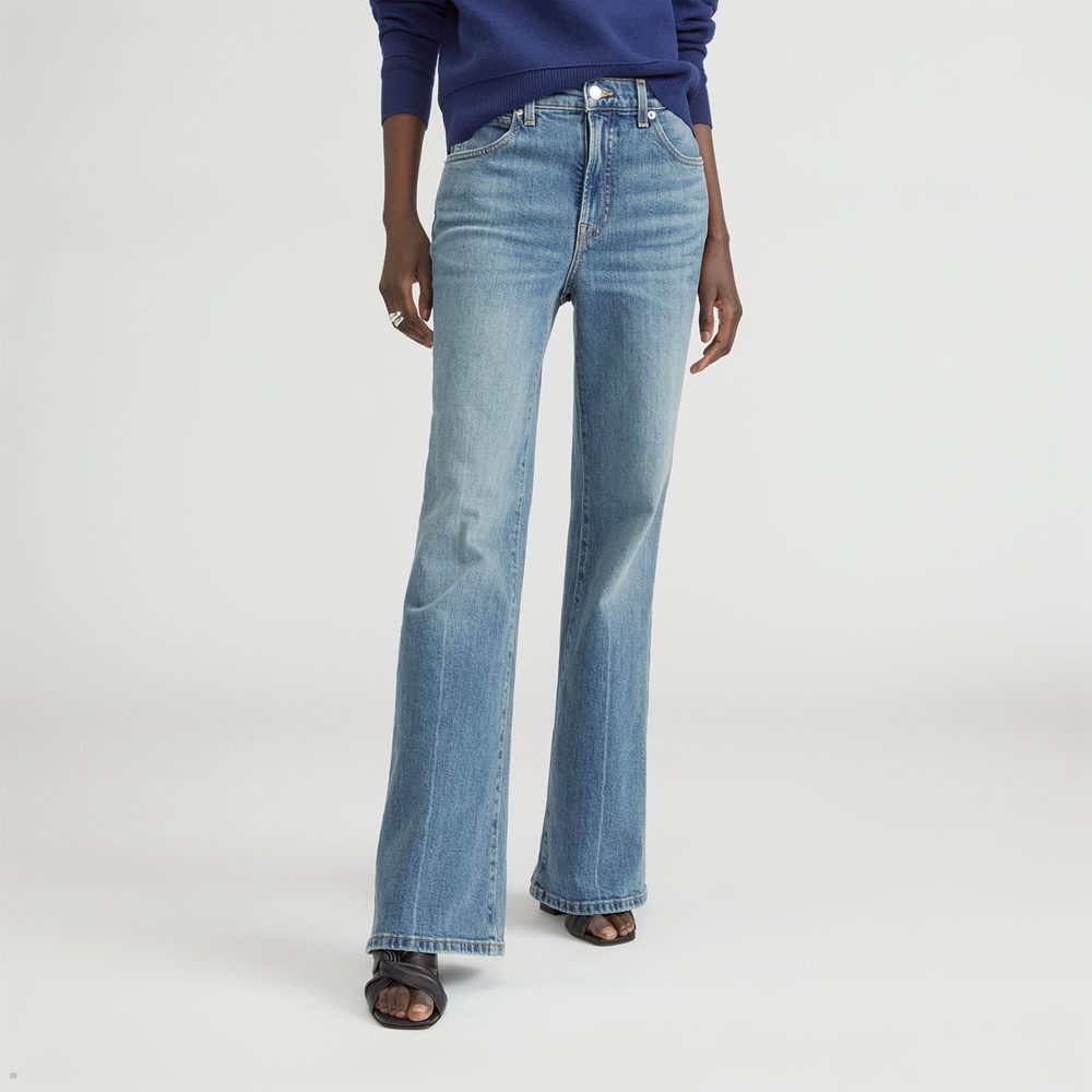 Jean Everlane The High-Rise Flare Bleu Femme | FJH-59506462