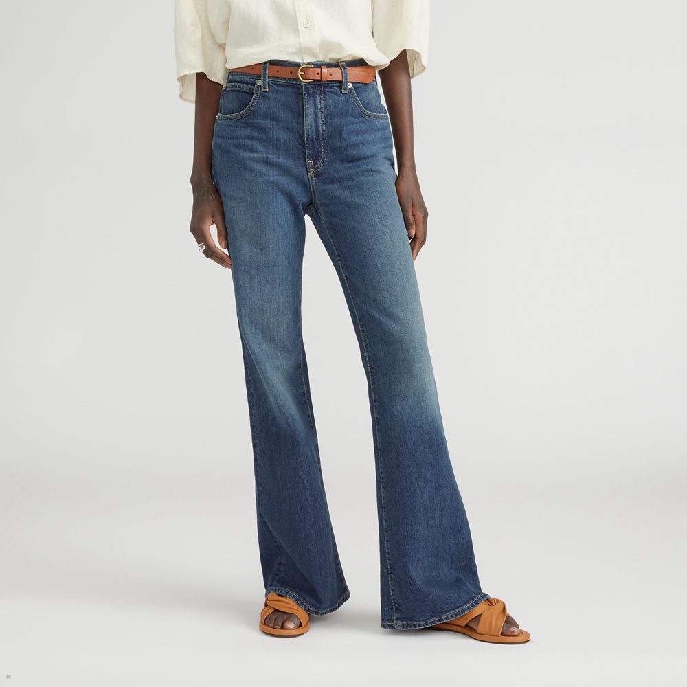 Jean Everlane The High-Rise Flare Bleu Femme | COJ-61034873