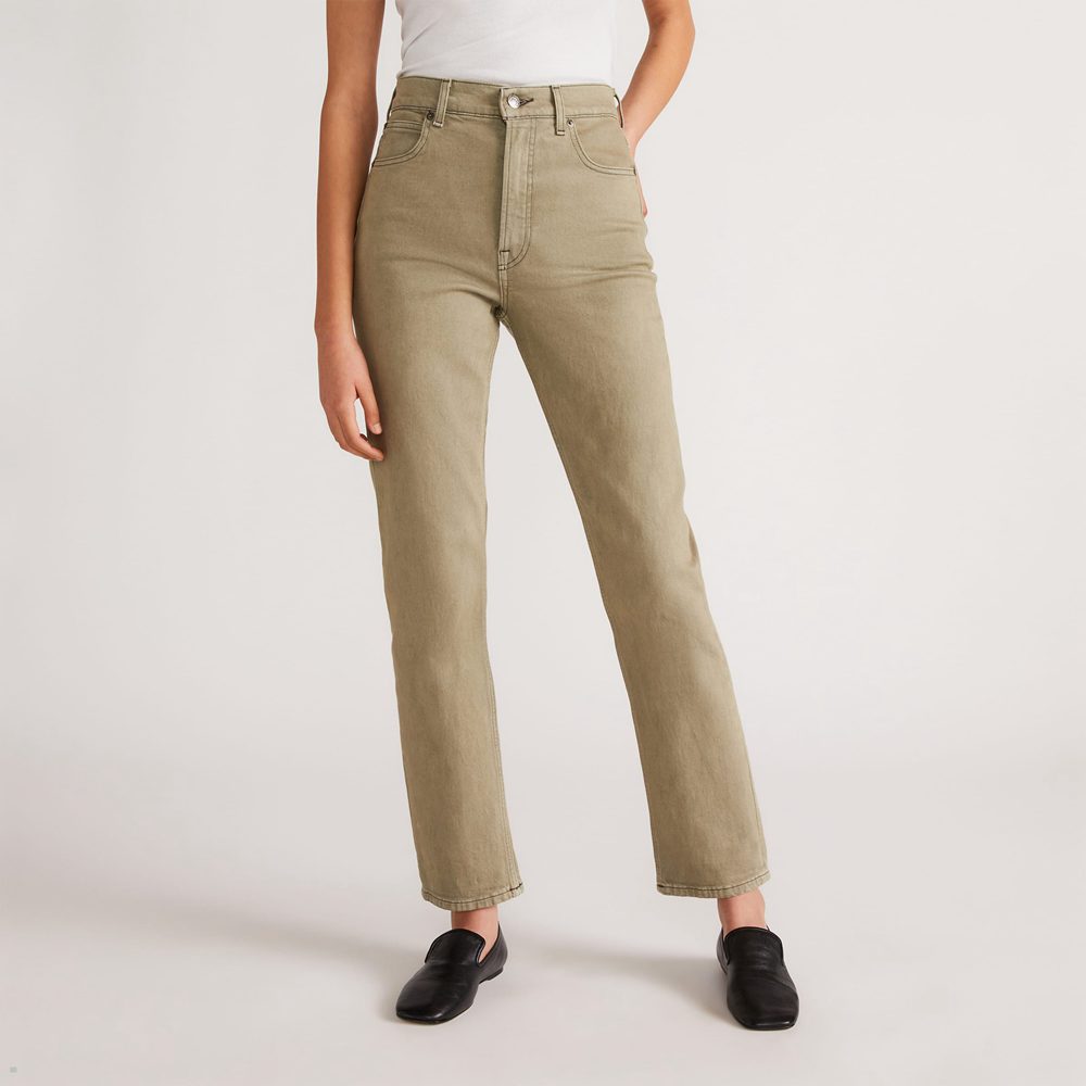 Jean Everlane The Way-High Slim Vert Olive Femme | LLQ-82292708